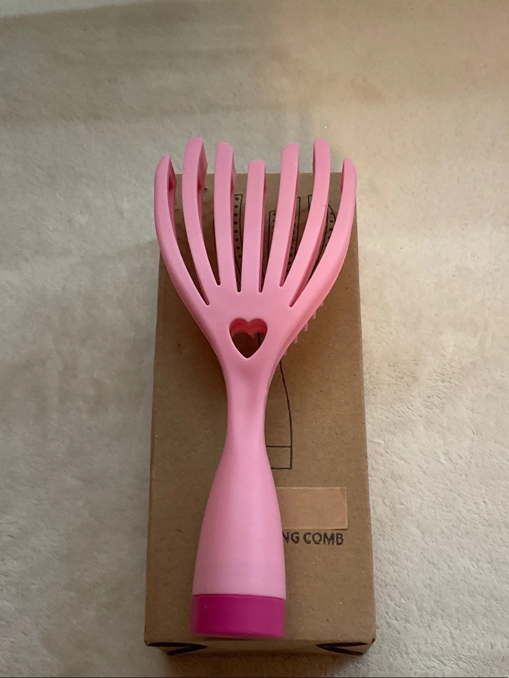 Kids Pink Detangling Hair Comb with Heart Accent